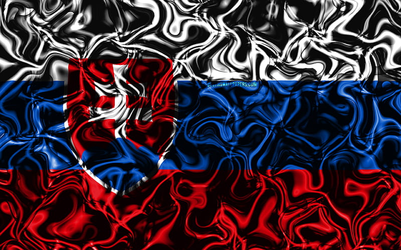 Flag of Slovakia, abstract smoke, Europe, national symbols, Slovak flag, 3D art, Slovakia 3D flag, creative, European countries, Slovakia, HD wallpaper