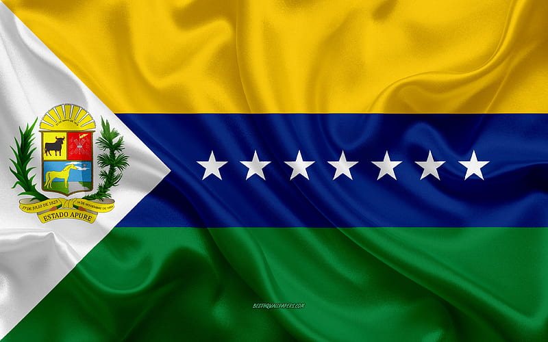 Flag of Apure State silk flag, Venezuelan State, Apure State, silk texture, Venezuela, Apure State flag, states of Venezuela, HD wallpaper