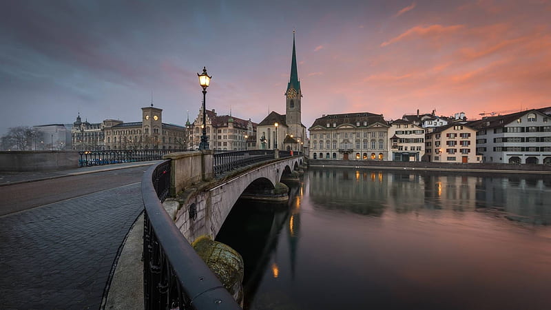 Zurich, architecture, cool, bridge, fun, river, HD wallpaper Zurich, architecture, cool, bridge, fun, river, HD wallpaper