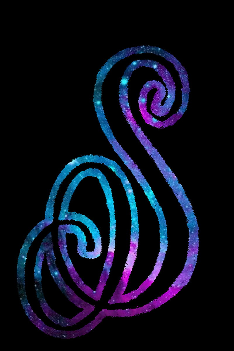 Letter s, black, blue, initial, neon, sign, signs, turquoise, white, zodiac, HD phone wallpaper