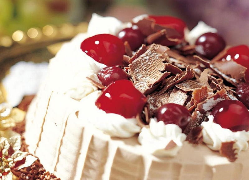 Craving, cake, pic, imahe, chocolate, cherries, wall, crave, close up, whipped cream, tgraph, cream, HD wallpaper