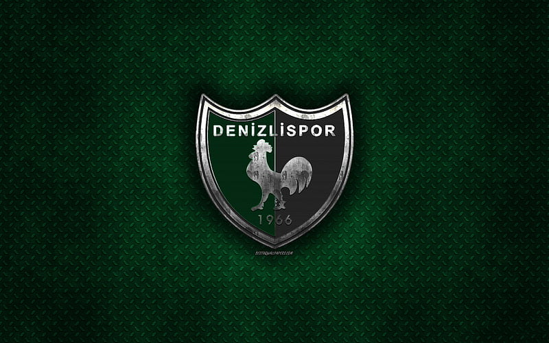 Denizlispor, Turkish football club, green metal texture, metal logo, emblem, Denizli, Turkey, TFF First League, 1 Lig, creative art, football, HD wallpaper