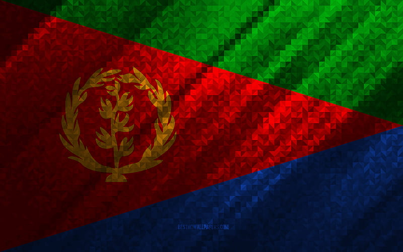 Flag of Eritrea, multicolored abstraction, Eritrea mosaic flag, Eritrea, mosaic art, Eritrea flag, HD wallpaper