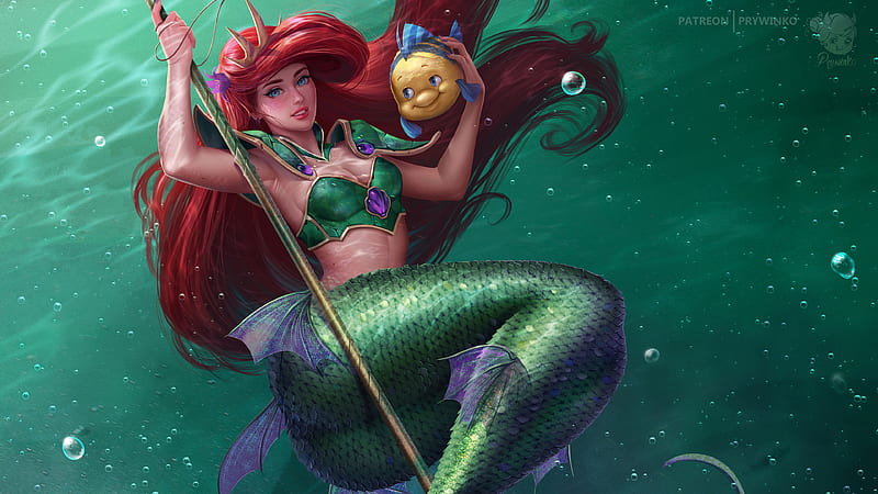Little Mermaid Fish , the-little-mermaid, movies, animated-movies, mermaid, HD wallpaper