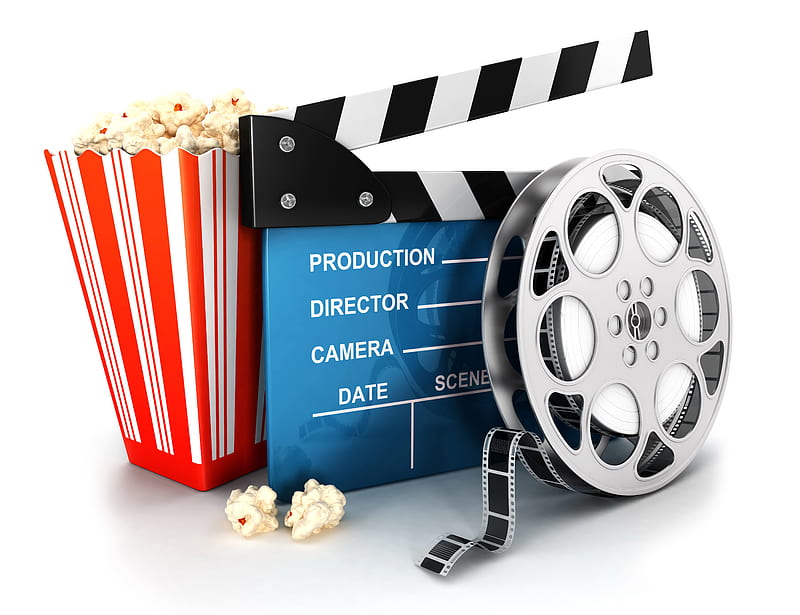 Film Reel, popcorn, reel, movie, film, cinema, HD wallpaper