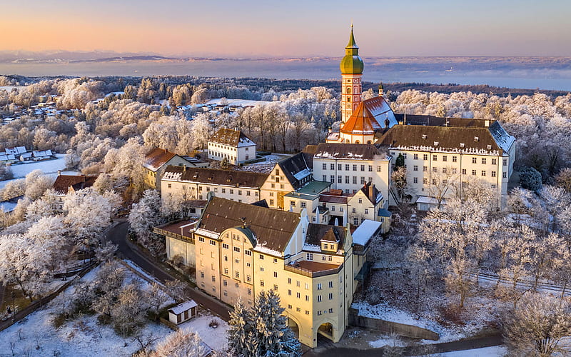 Winter Andechs Monastery Bavaria Ammersee 2021 Bing Theme, HD wallpaper