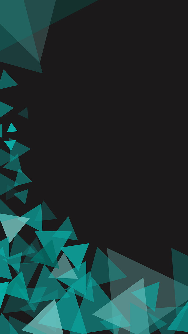 triangles, black, mint, HD phone wallpaper
