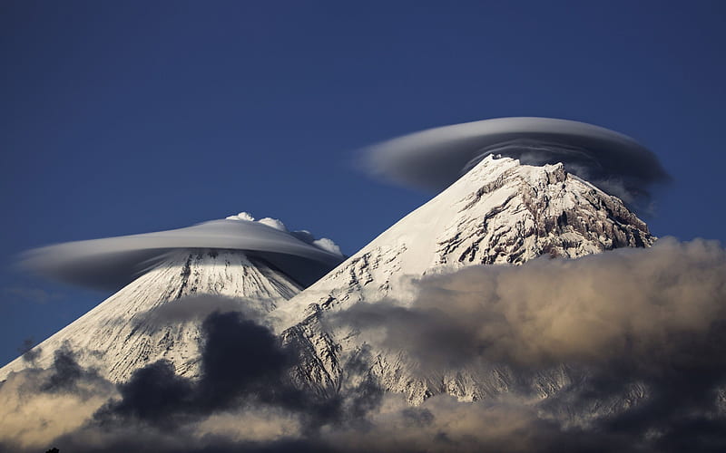 volcanoes, Klyuchevskaya Sopka, Kamchatka, Russia, HD wallpaper