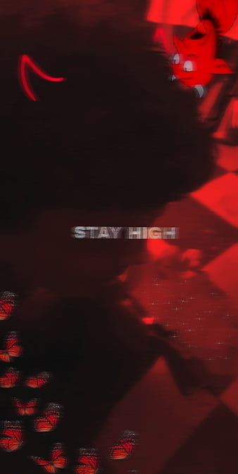 Stay High, butterfly, cigarette, devil, red, red aesthetic, smoke, stoner, HD phone wallpaper