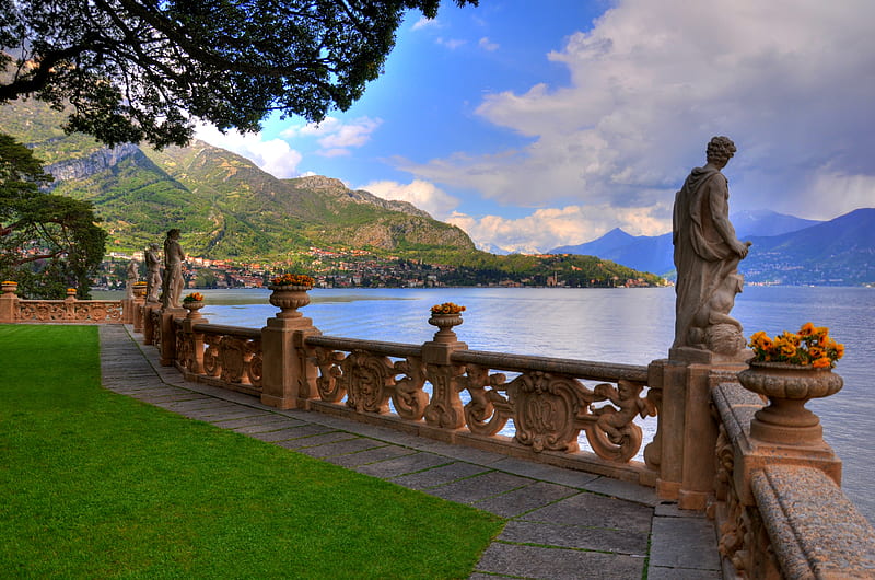 Beautiful view-R, architecture, rocks, sculptures, grass, bonito, villa ...