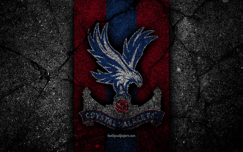 Crystal Palace FC logo, Premier League, grunge, England, asphalt texture, Crystal Palace, black stone, soccer, football, FC Crystal Palace, HD wallpaper