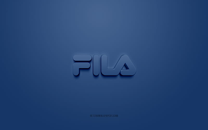 Fila logo, blue background, Fila 3d logo, 3d art, Fila, brands logo, blue 3d Fila logo, HD wallpaper