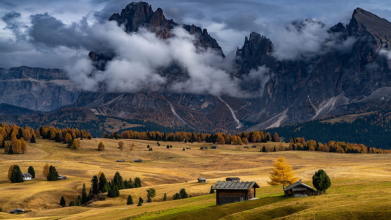 graphy, Landscape, Alps, Cloud, Fall, Fog, House, Mountain, Rock, HD wallpaper