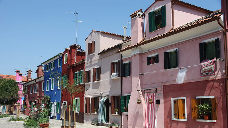 House In Burano Italy Venice Travel, HD wallpaper