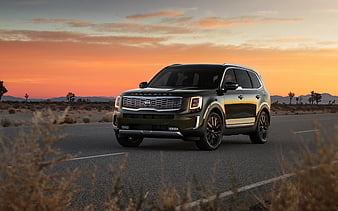 Kia Telluride, 2020, luxury SUV, front view, exterior, new gray Telluride, Korean cars, Kia, HD wallpaper