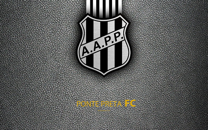 Ponte Preta FC Brazilian football club, Brazilian Serie A, leather texture, emblem, logo, Campinas, Sao Paulo, Brazil, football, HD wallpaper