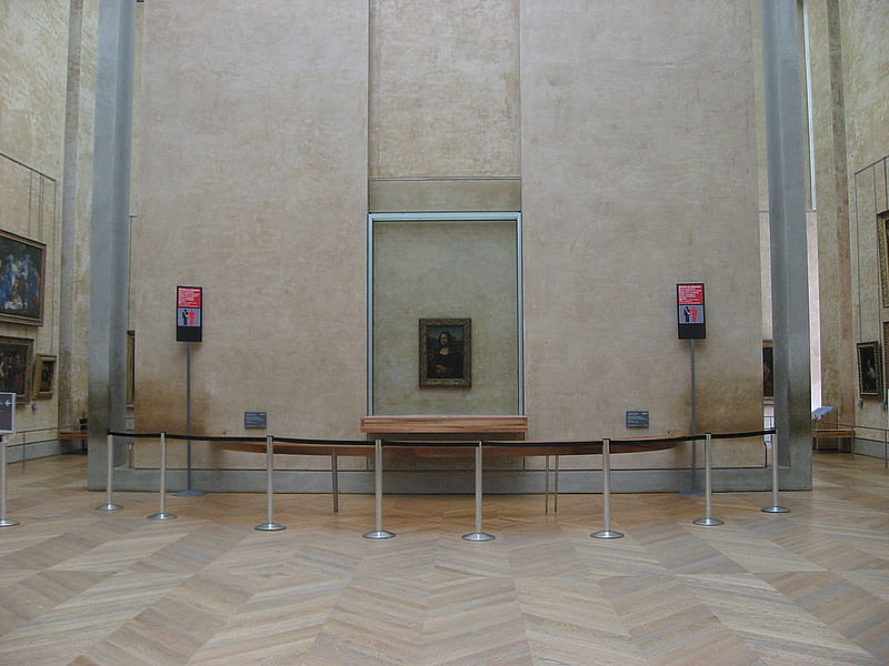 Mona Lisa installation in Louvre, empty, HD wallpaper