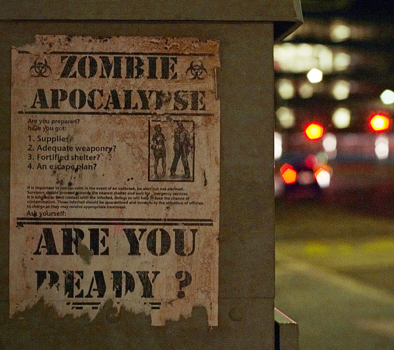 Zombie Warning, city, gothic, horror, quote, saying, sign, town, warning, zombie, HD wallpaper