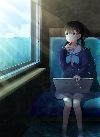 Girl, artist, train, window, anime, HD phone wallpaper | Peakpx