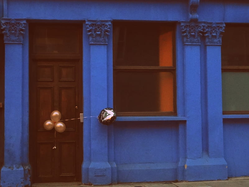 Let go!, balloon, birtay, blue, happy, HD wallpaper