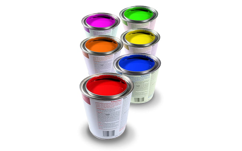 Colorful Oil Paints Colorful Paints in Cans, HD wallpaper