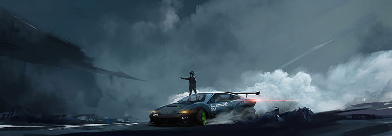 Lamborghini Reventon Cyber Police , lamborghini-reventon, lamborghini, artist, artwork, digital-art, artstation, HD wallpaper