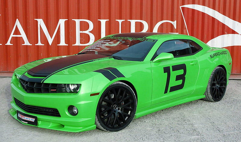 Maquina verde, gm, 13, camaro, ruedas negras, Fondo de pantalla HD | Peakpx