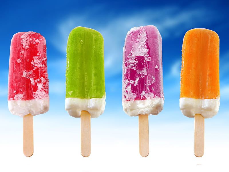 Cherry, Lime, Grape, and Orange Creamcicle, ice cream, on a stick ...