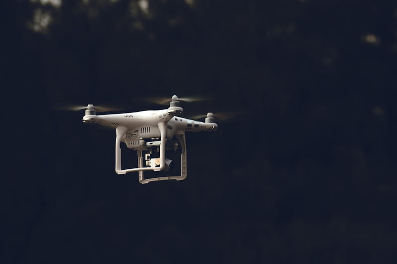 white DJI phantom-series quadcopter flying during daytime, HD wallpaper