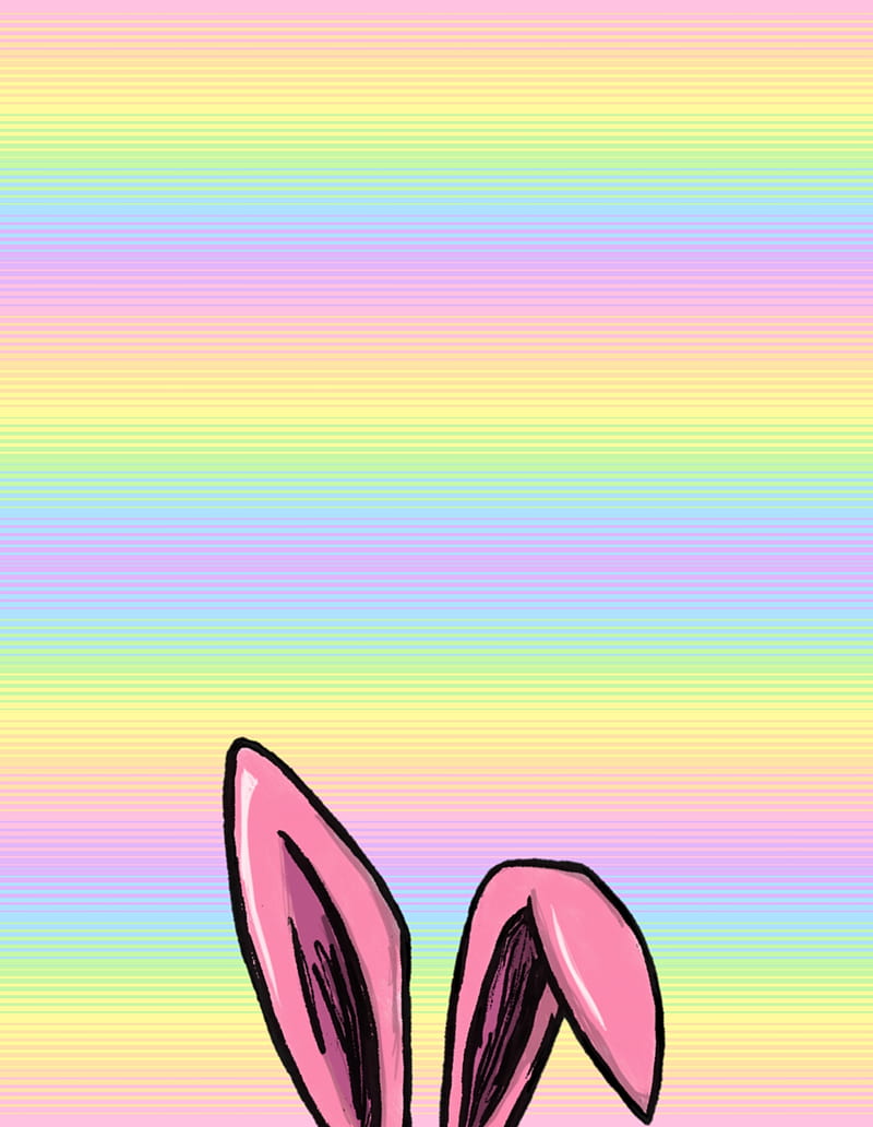 Bunny Ears, animals, bunny, cute, ears, easter, pastels, pink, rabbit, rainbow, stripes, HD phone wallpaper