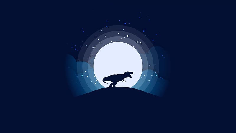 Night, Moon, Dinosaurs, Animal, Tyrannosaurus Rex, HD wallpaper