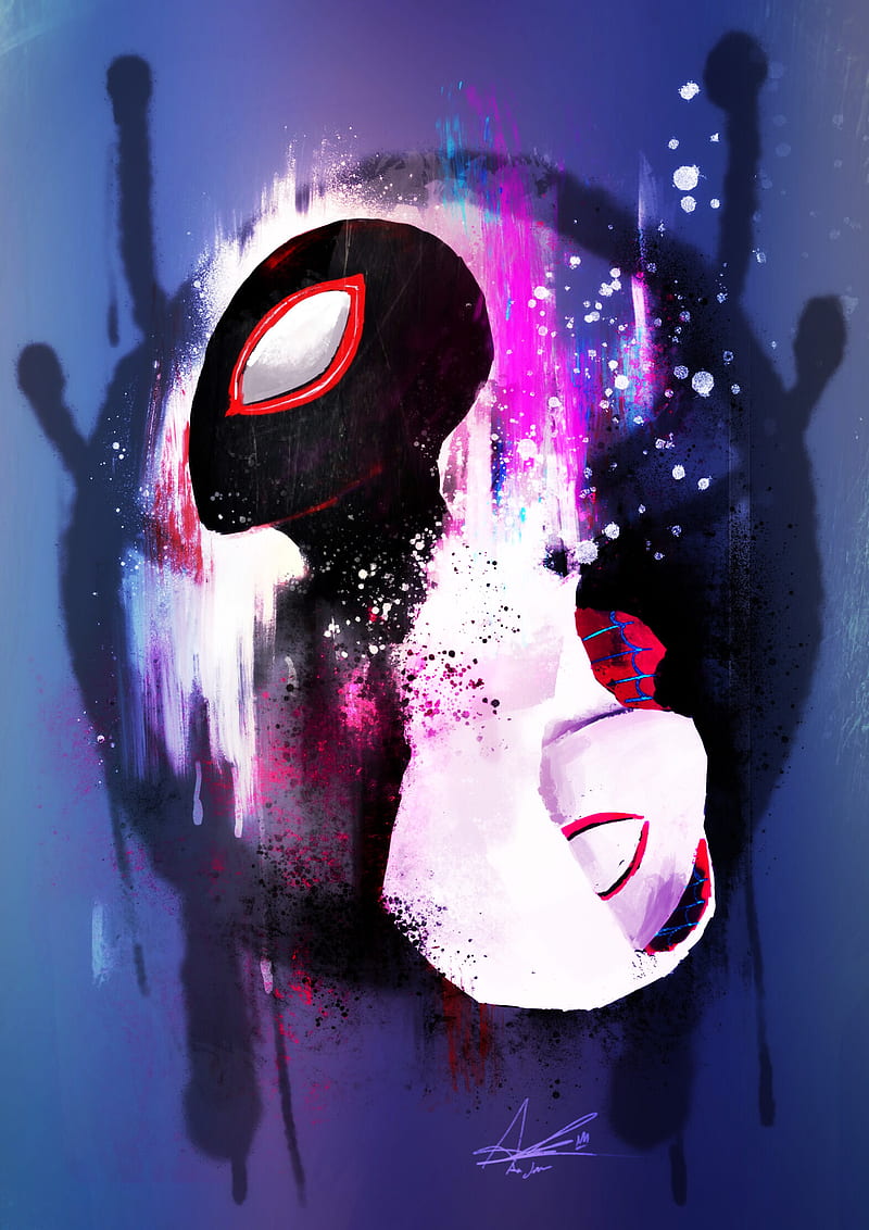 Spider Kids, gwen, hannah fung, into the spider verse, man, miles, morales, stacy, yang, yin, HD phone wallpaper