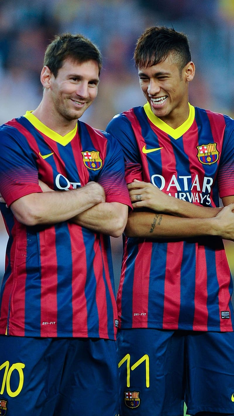 Messi And Neymar, Laughing Together, fcb, footballer, HD phone wallpaper