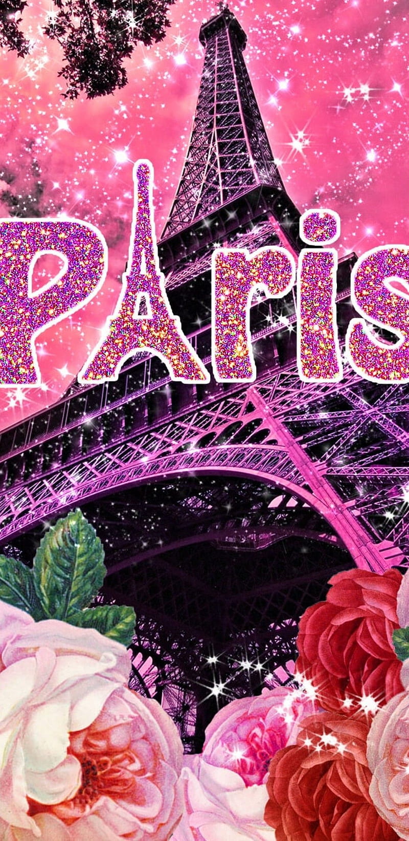 Paris, girly, glitter, pink flower, pretty, sparkle, HD phone wallpaper |  Peakpx