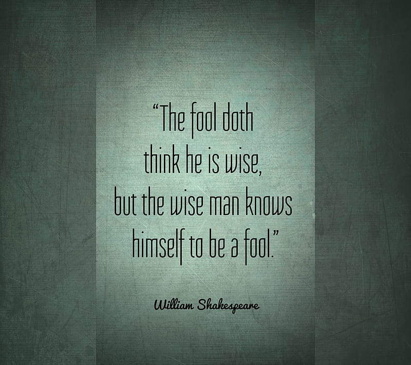 Wise Being Foolish, fool, man, quote, shakespeare, wise, HD wallpaper