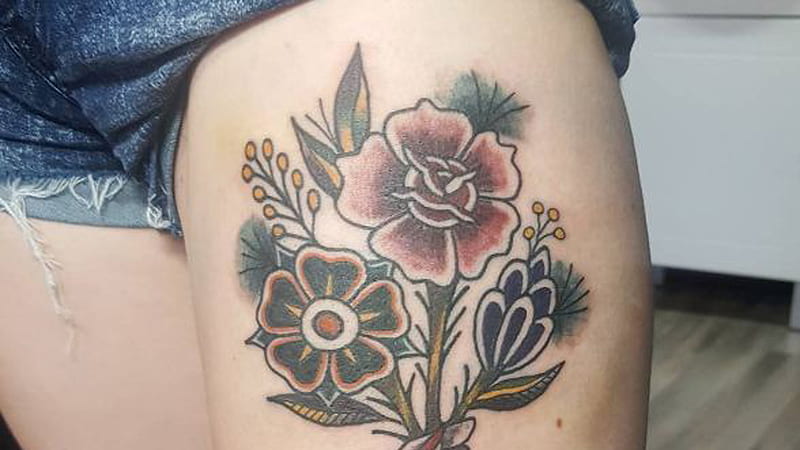 Tatuajes de flores en el muslo para mujeres tatuajes en el muslo, Fondo de pantalla HD