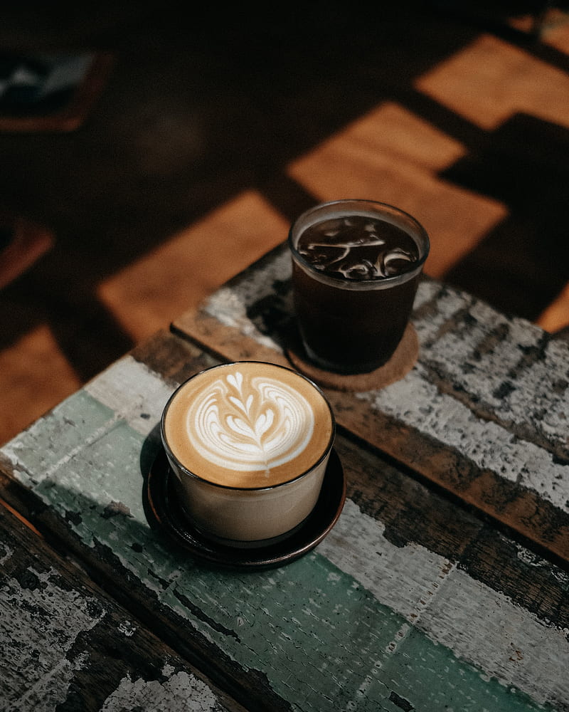 cappuccino, coffee, drink, mugs, table, HD phone wallpaper