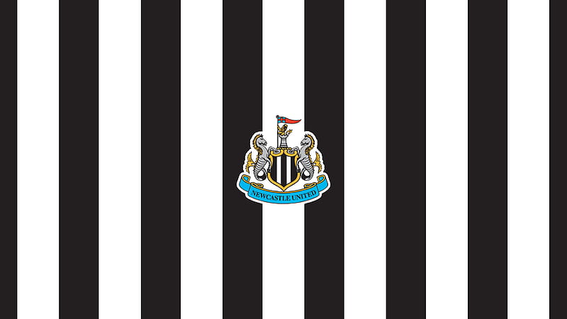 Emblem Logo Soccer Black White Lines Background Newcastle United F.C, HD wallpaper