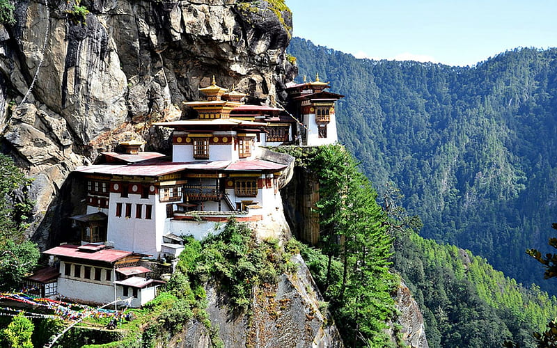 Tiger's Nest Monastery, Paro Valley, Bhutan, Mountains, Monastery, Architecture, Bhutan, HD wallpaper