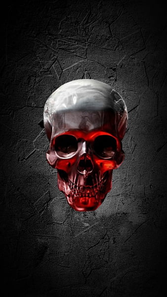 Skull, neon, red, HD phone wallpaper