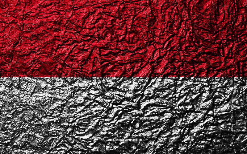 Flag of Indonesia stone texture, waves texture, Indonesia flag, national symbol, Indonesia, Asia, stone background, HD wallpaper