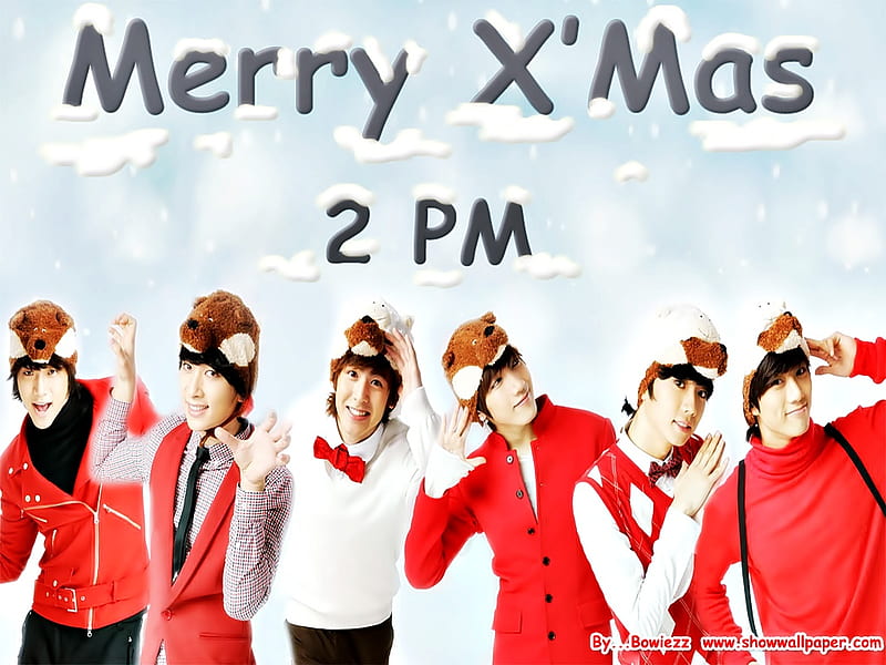 happy x-mas with 2pm, 2pm, band, HD wallpaper