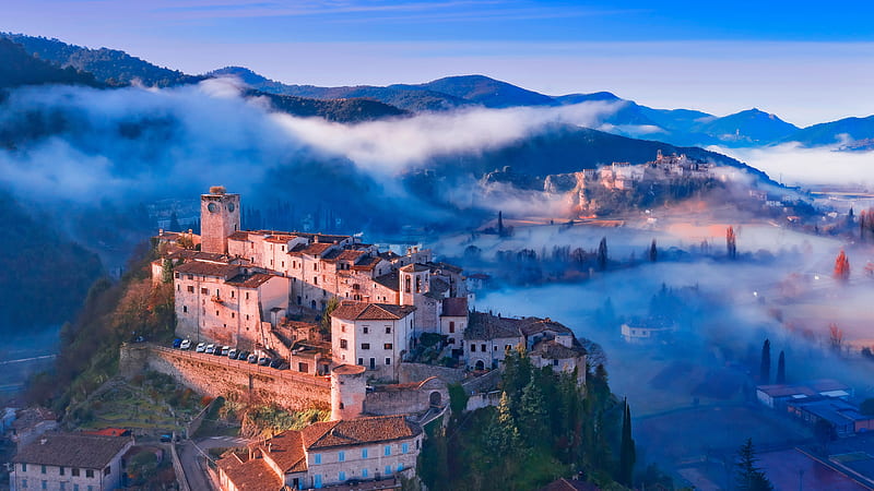 Arrone Umbria Italy, umbria, italy, mountain, arrone, clouds, HD wallpaper