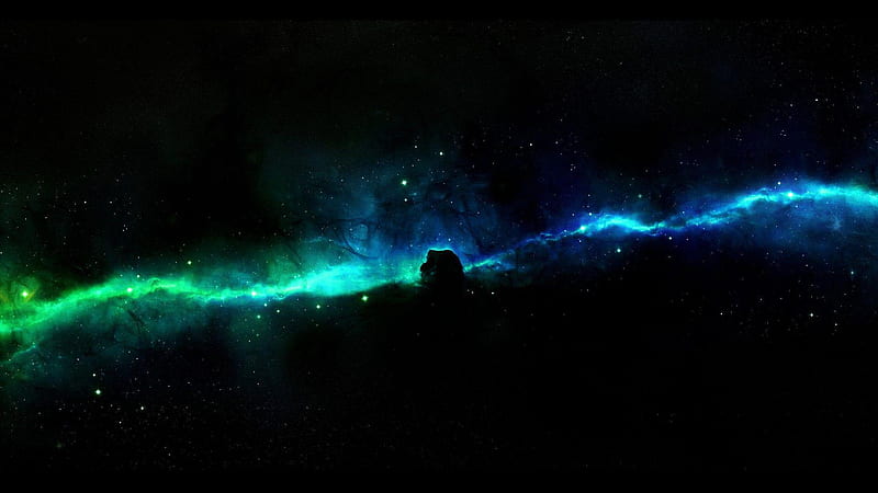 Horsehead Nebula Green Blue Galaxy Stars Space Space, HD wallpaper