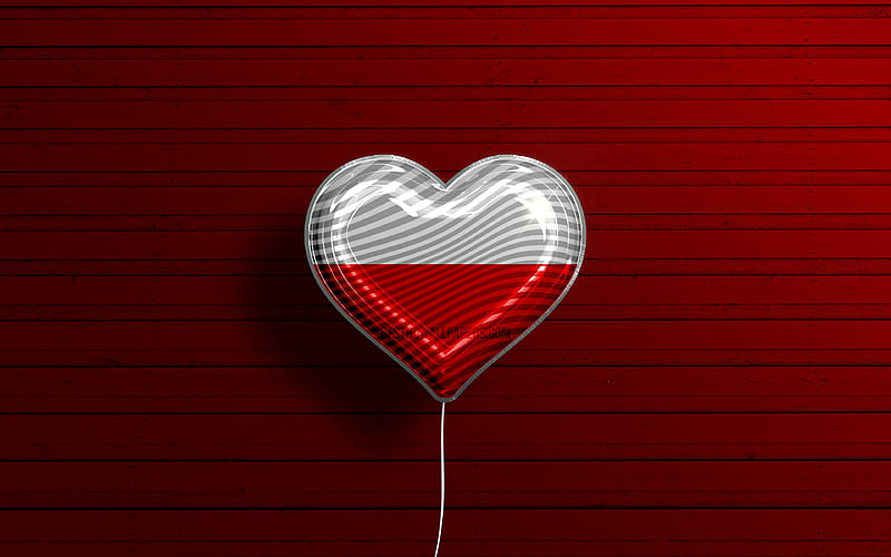 I Love Thuringia, realistic balloons, red wooden background, States of Germany, Thuringia flag heart, flag of Thuringia, balloon with flag, German states, Love Thuringia, Germany, HD wallpaper