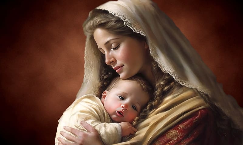 Mother Mary With Baby Jesus, Mary, love, christmas, jesus, baby, Blessed, savior, HD wallpaper