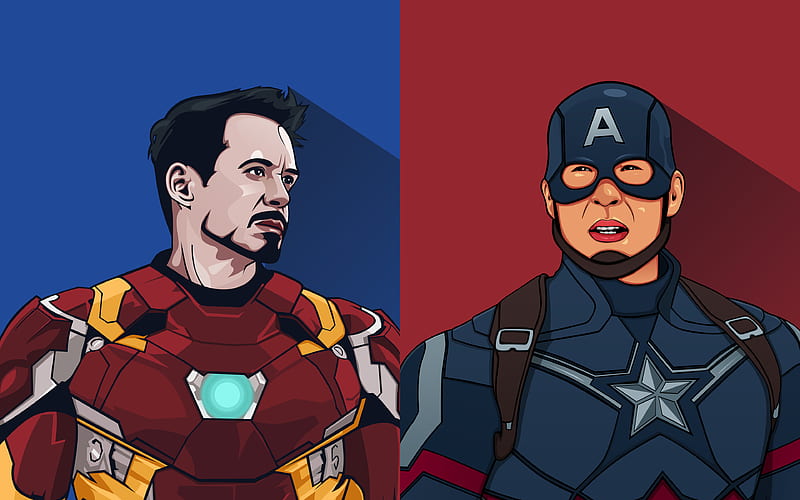 Captain America, Iron Man superheroes, minimal, IronMan, HD wallpaper