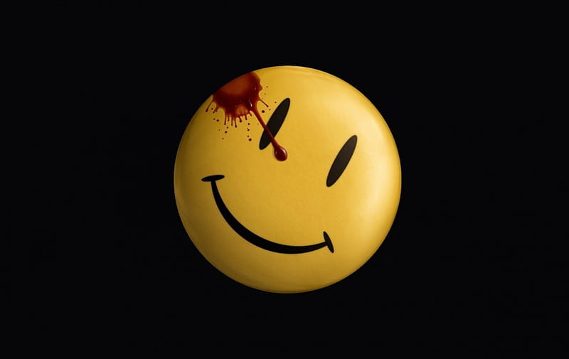 Watchmen Smiley, watchmen, comedian, smiley, background, woahh, stained, smile, blood, button, badge, face, HD wallpaper