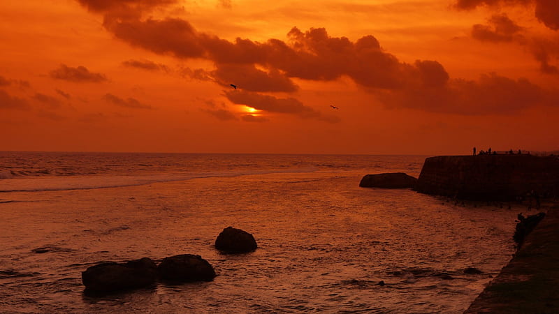 Galle Sunset, Sri Lanka, Glow, Galle, Evening, HD wallpaper