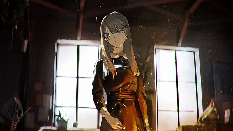 anime girl, sad scene, room, Anime, HD wallpaper